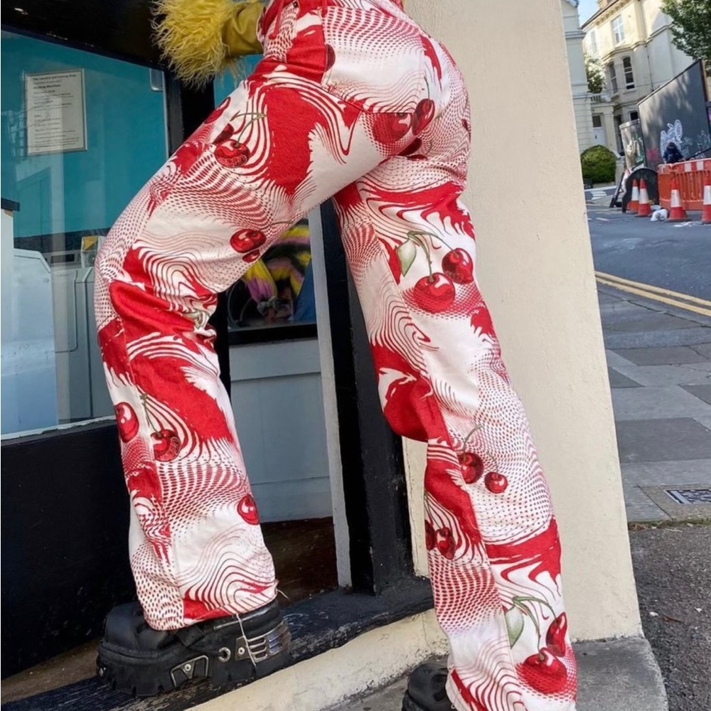 Jaded London Cherry Pants NEEDS ZIPPER REPAIR